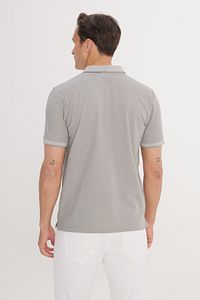 Erkek Çekmeyen Pamuklu Kumaş Slim Fit Dar Kesim Gri Kıvrılmaz Polo Yaka Tişört ürün fotoğrafı