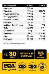 Bromelain Ananas +QUERCETİN +ZİNC + COQ-10 + VİTAMİN C SÜPER BROMELAIN FORMÜL ürün fotoğrafı