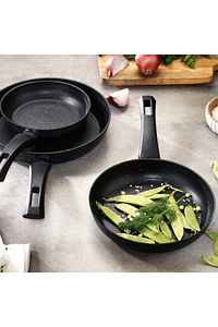 Black Stone 3 Lü Tava Seti 18cm 22cm 26cm-siyah ürün fotoğrafı