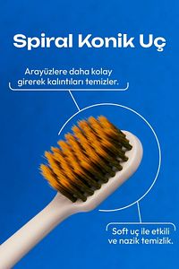 Probiwhite Spiral Uçlu Doğal Vegan Diş Fırçası El Yapımı Stant Hediye ürün fotoğrafı