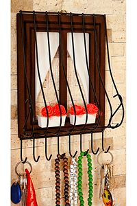 Ahşap Pencere Model Anahtarlık Kapı Duvar Tipi Anahtar Askılık Kahve, Kahverengi 21x16cm ürün fotoğrafı