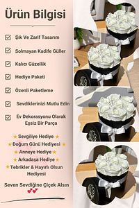 Sevgiliye Özel Hediye Gül Kutu Beyaz Hediyelik Çiçek Doğum Günü Sepeti Kız Arkadaşa Eşe Sevgili ürün fotoğrafı