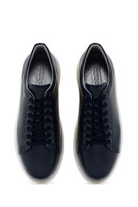 Erkek Lacivert Kalın Tabanlı Bağcıklı Deri Sneaker 24sfd675118 ürün fotoğrafı