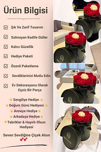 Sevgiliye Özel Hediye Gül Kutu Kırmızı Beyaz Hediyelik Çiçek Doğum Günü Sepeti Kız Arkadaşa Sevgili ürün fotoğrafı