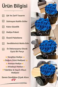 Sevgiliye Özel Hediye Gül Kutu Mavi Hediyelik Çiçek Doğum Günü Sepeti Kız Arkadaşa Eşe Sevgili ürün fotoğrafı