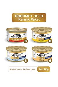 Gold Karışık Kıyılmış Konserve Yetişkin Kedi Yaş Maması 24 X 85 G ürün fotoğrafı