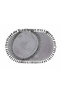 My Evilla Modern Simirna Dekoratif Peluş Oval Ponpon Saçaklı Klozet Takımı ürün fotoğrafı