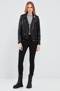 Egoist Kadın Siyah Biker Deri Ceket 19wgm5794u4 ürün fotoğrafı