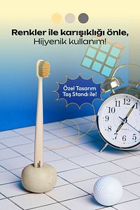 Probiwhite Spiral Uçlu Doğal Vegan Diş Fırçası El Yapımı Stant Hediye ürün fotoğrafı