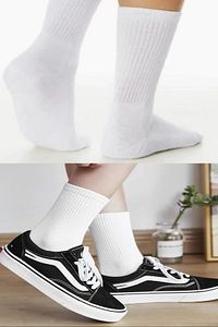 6 Çift Unisex Beyaz Spor Çorap – Uzun, Tenis Tarzı Erkek & Kadın Çorabı ürün fotoğrafı