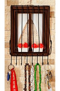 Ahşap Pencere Model Anahtarlık Kapı Duvar Tipi Anahtar Askılık Kahve, Kahverengi 21x16cm ürün fotoğrafı