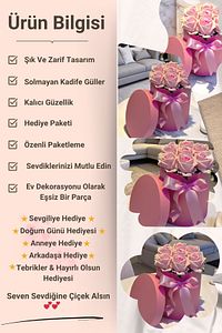 Sevgiliye Özel Hediye Gül Kutu Pembe Hediyelik Çiçek Doğum Günü Sepeti Kız Arkadaşa Eşe Sevgili ürün fotoğrafı