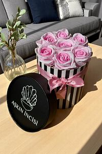 Sevgiliye Özel Hediye Gül Kutu Pembe Hediyelik Çiçek Doğum Günü Sepeti Kız Arkadaşa Eşe Sevgili ürün fotoğrafı