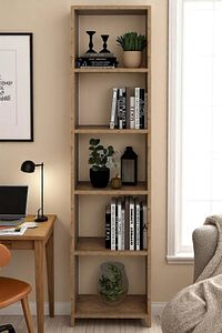 6 Raflı 40 Cm Dekoratif Kitaplık Ceviz Kitaplık Ofis Kitaplığı Dolap Evrak Rafı Ev Rafı Kitap Rafı ürün fotoğrafı
