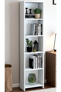 6 Raflı 40 Cm Dekoratif Kitaplık Beyaz Kitaplık Ofis Kitaplığı Dolap Evrak Rafı Ev Rafı Kitap Rafı ürün fotoğrafı