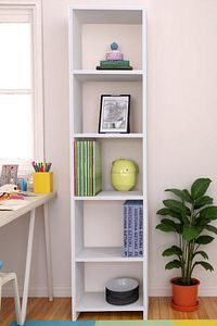 6 Raflı 40 Cm Dekoratif Kitaplık Beyaz Kitaplık Ofis Kitaplığı Dolap Evrak Rafı Ev Rafı Kitap Rafı ürün fotoğrafı