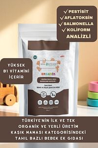 Keçiboynuzu Unlu Muhallebi Karışımı B1 Vitaminli Organik Tahıl Bazlı Bebek Ek Gıdası 250g ürün fotoğrafı