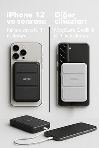 Magsafe Powerbank 10000 Mah Taşınabilir Batarya Stand Iphone 11 12 13 14 15 16 Samsung-xiaomi Uyumlu ürün fotoğrafı