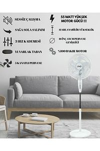 Vento Sağa Sola Salınımlı 55watt Güçlü Lüx Vantilatör Beyaz ürün fotoğrafı