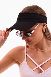 Uv Koruyuculu Unisex Siperlikli Siyah Tenisci Vizör Şapka ürün fotoğrafı