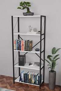 Fd Metal Kitaplık 5 Raflı Çok Amaçlı Dosya Kitap Rafı Ofis Salon Raf 150 Cm Beyaz ürün fotoğrafı