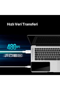 Type-c To Type-c 120cm 60w Pd/qc Hızlı Şarj/data Kablosu Beyaz 2dk36b ürün fotoğrafı