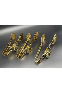 Fiyakalı Kelebekli Gold Maşa,salata,makarna Ve Pasta Sunum Maşası, Paslanmaz Çelik Yemek Maşa Seti ürün fotoğrafı