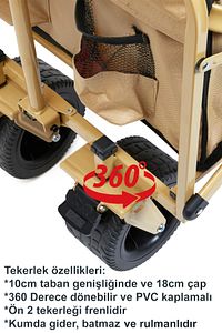Kamp Arabası Katlanır Taşıma Arabası Büyük Vagon Pazar Alışveriş Araba Frenli Ve Geniş Tekerlekli ürün fotoğrafı