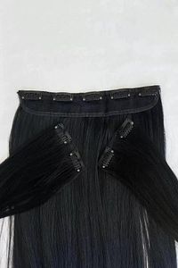 Siyah Yarımay Düz Saç 3 Parça Çıtçıtlı Postiş Yarımay Ve Yanlar 60 Cm 135 gr Isıya Dayanıklı ürün fotoğrafı