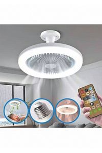Or-Fs02 3 Işık Modlu 3 Fan Hızlı Kumandalı Pervaneli 50 Watt Led Fan Ampül ürün fotoğrafı