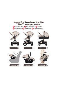 Egg 6 in 1 Krem Çift Yönlü Travel Sistem Bebek Arabası 360 Derece Döner ürün fotoğrafı