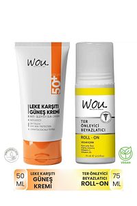 Leke Karşıtı Güneş Kremi 50ml & Ter Önleyici Beyazlatıcı Roll-on 75 ml 2'li Set ürün fotoğrafı