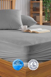 Gri Mikro Fitted Full Kenar Su Sıvı Geçirmez Yatak Koruyucu Alez Bebek-Tek-Çift Kişilik Battal Alez ürün fotoğrafı