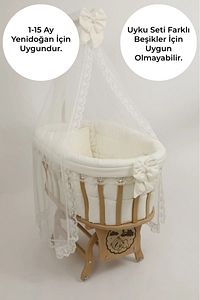 Sepet Beşik Için Bebek Uyku Seti (KREM FRANSIZ)- Beşik Dahil Değil ürün fotoğrafı