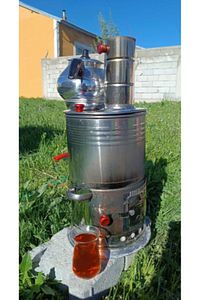 Tek Musluklu Demlik Hediyeli Odunlu Kömürlü Çay Semaveri 5 Litre - Demlik 1 Litre ürün fotoğrafı