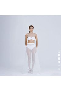 Kadın Kırık Beyaz 1 Telli Abiye Tarlatan 1003-1 ürün fotoğrafı