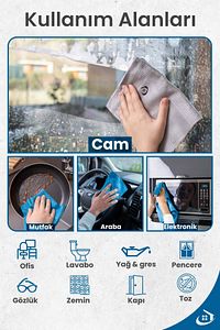 İthal 3'lü Mikrofiber Temizlik Bezi, Cam, Araba, Mutfak, Fiber Bez (40 X 60 CM) ürün fotoğrafı