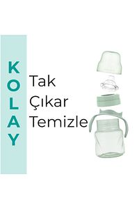 Kulplu Akıtmaz Alıştırma Bardağı, 160 Ml, Powder Green, 6 Ay , 1 Adet ürün fotoğrafı