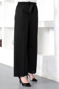 Beli Lastikli Bol Paça Pantolon Tsd230109 Siyah ürün fotoğrafı