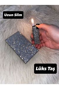 Taşlı Sigara kutusu ve Çakmak ( Uzun Slim ) ürün fotoğrafı