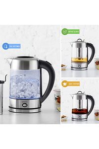 Cam Inox Bitki Çayı Makinesi Ve Su Isıtıcı Kettle 2202,led, Yüksek Borosilikat Gövde ürün fotoğrafı