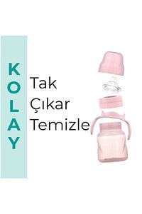Kulplu Akıtmaz Alıştırma Bardağı, 160 Ml, Powder Pink, 6 Ay , 1 Adet ürün fotoğrafı