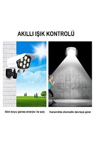Hareket Sensörlü Kumandalı Güvenlik Kamerası Görünümlü Solar Güneş Enerjili Dış Mekan Bahçe Aydınlat ürün fotoğrafı