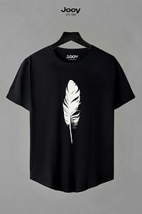 Unisex Siyah Beyaz Oval Kesim Tüy Tasarım Tshirt Ikili Set ürün fotoğrafı
