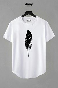 Unisex Siyah Beyaz Oval Kesim Tüy Tasarım Tshirt Ikili Set ürün fotoğrafı