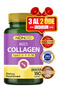 Multi Kolajen 180 Tablet (jumbo Boy 5 Çeşit Kolajen Tip 1-2-3-5-10 Hyalüronik Asit Çinko ) ürün fotoğrafı