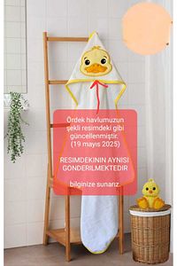 %100 Pamuklu Yumuşacık Kız-erkek Yenidoğan/bebek Banyo Kundak Havlusu Beyaz/ördek ürün fotoğrafı
