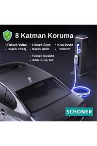 22kW Taşınabilir Elektrikli Araç Şarj İstasyonu 32A Trifaze/Monofaze (220V Dönüştürücü Hediyeli) ürün fotoğrafı