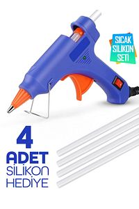 20 Watt Sıcak Silikon Tabancası Şeffaf Mum Yapıştırıcı Tabanca 4 Adet 30 Cm Ince Silikon Hediye ürün fotoğrafı