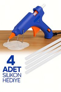 20 Watt Sıcak Silikon Tabancası Şeffaf Mum Yapıştırıcı Tabanca 4 Adet 30 Cm Ince Silikon Hediye ürün fotoğrafı